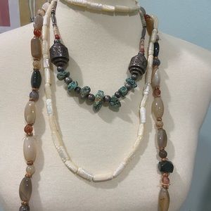 3 vintage genuine stone / bead necklaces.
